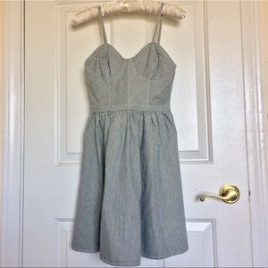 Vintage stripped Denim bustier dress